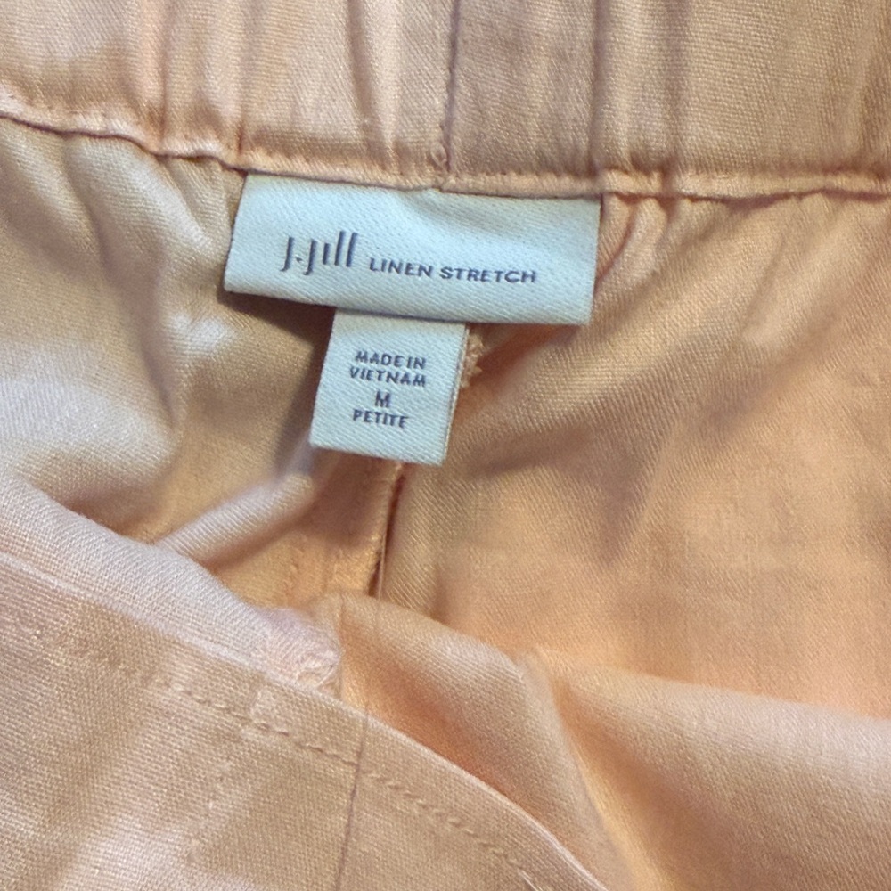NWT J.Jill Pearl Pink Linen Cropped Pants Medium Petite - Picture 4 of 5